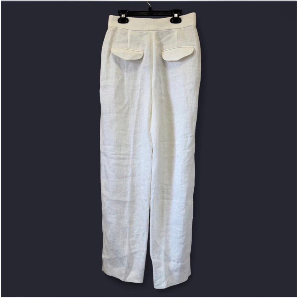 NWT Women's Massimo Dutti White Linen Trousers Size 4 - Picture 2 of 13